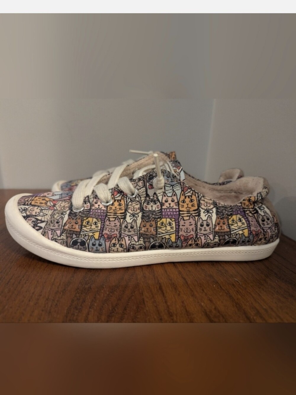 Skechers Sneakers Beach Bingo - Kitty Cruiser Cat Design Slip Ons Size 7 Ivory - Picture 12 of 13